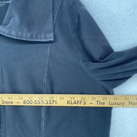 EILEEN FISHER Jacket XL Cotton Stretch Jersey Track Full Zip Sweatshirt Gray USA - Picture 11 of 14